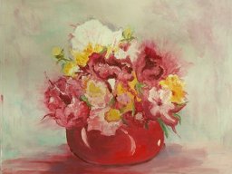 Blumen im roten Topf